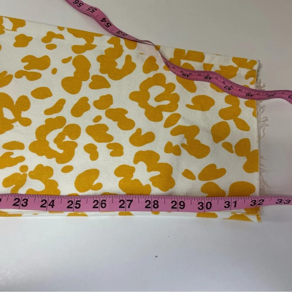 Mother Jeans Womens 30 Yellow White Floral Leopard Curbside Heel Raw Hem - Picture 12 of 15